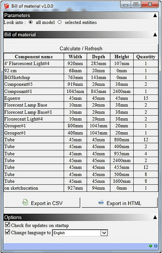 sketchup(材料清单插件)Bill of material 1.4.0 官方电脑版
