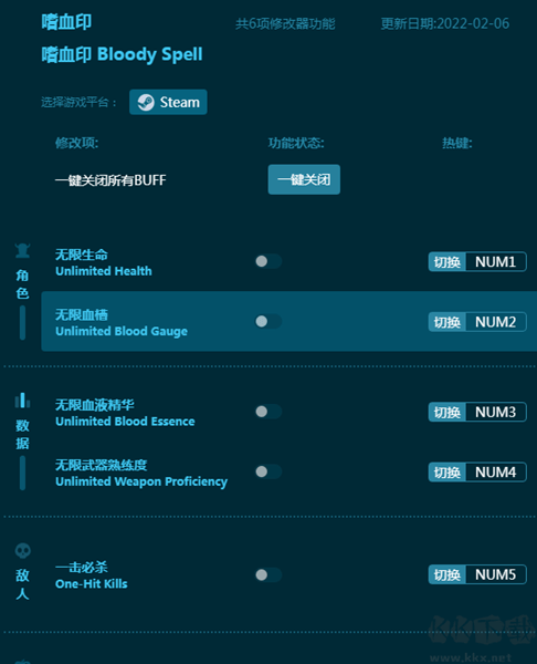 嗜血印六项修改器官方通用版 2022.8 可用版